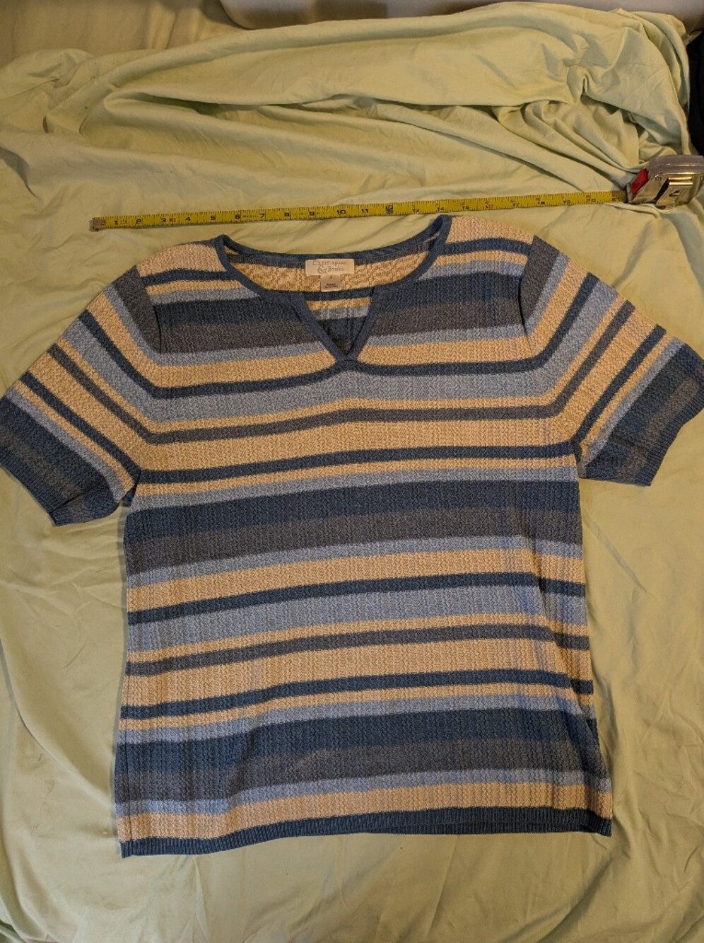 Christopher & Banks Striped Knit Top in Blue and Yellow